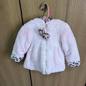 Pink Cheetah Print Fur Coat